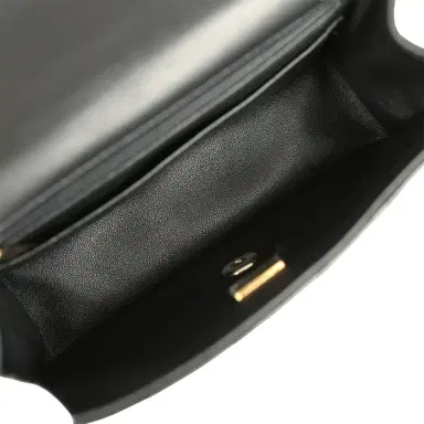 Chanel Chanel Mini Classic Rectangular Top Handle Flap Bag Black Lambskin Light Gold Hardware | Thumbnail 8