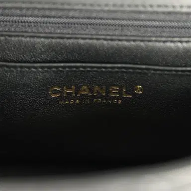 Chanel Chanel Mini Classic Rectangular Top Handle Flap Bag Black Lambskin Light Gold Hardware | Thumbnail 9