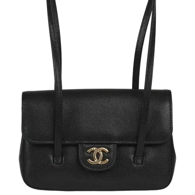Chanel Chanel Mini Preppy Coco Clutch with Straps Black Shiny Caviar Brushed Gold Hardware