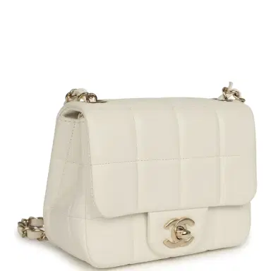 Chanel Chanel Monacoco Mini Square Flap Bag White Lambskin Light Gold Hardware | Thumbnail 2