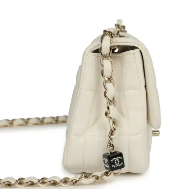 Chanel Chanel Monacoco Mini Square Flap Bag White Lambskin Light Gold Hardware | Thumbnail 3