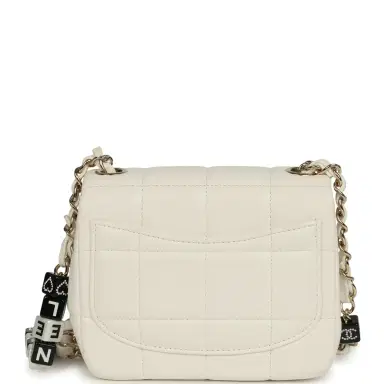 Chanel Chanel Monacoco Mini Square Flap Bag White Lambskin Light Gold Hardware | Thumbnail 4
