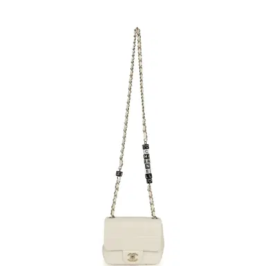 Chanel Chanel Monacoco Mini Square Flap Bag White Lambskin Light Gold Hardware | Thumbnail 7