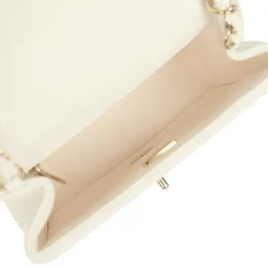 Chanel Chanel Monacoco Mini Square Flap Bag White Lambskin Light Gold Hardware | Thumbnail 9