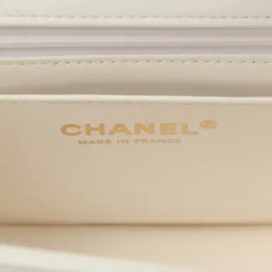 Chanel Chanel Monacoco Mini Square Flap Bag White Lambskin Light Gold Hardware | Thumbnail 10