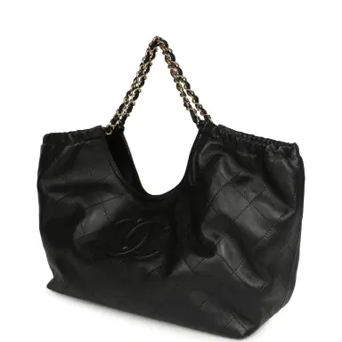 Chanel Chanel Small CC Cabas Hobo Bag Black Calfskin Gold Hardware | Thumbnail 5 Chanel Chanel Small CC Cabas Hobo Bag Black Calfskin Gold Hardware | Thumbnail 5