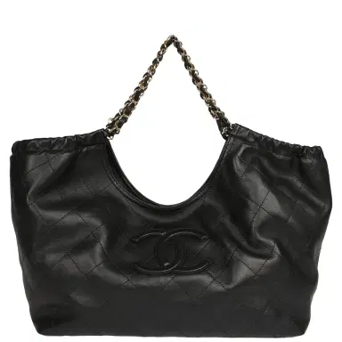 Chanel Chanel Small CC Cabas Hobo Bag Black Calfskin Gold Hardware | Thumbnail 1 Chanel Chanel Small CC Cabas Hobo Bag Black Calfskin Gold Hardware | Thumbnail 1