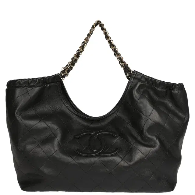 Chanel Chanel Small CC Cabas Hobo Bag Black Calfskin Gold Hardware