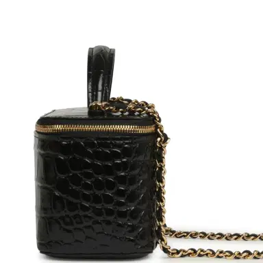 Chanel Chanel Small Top Handle Vanity Case Black Croc Embossed Calfskin Gold Hardware | Thumbnail 3 Chanel Chanel Small Top Handle Vanity Case Black Croc Embossed Calfskin Gold Hardware | Thumbnail 3