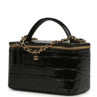 Chanel Chanel Small Top Handle Vanity Case Black Croc Embossed Calfskin Gold Hardware | Thumbnail 5 Chanel Chanel Small Top Handle Vanity Case Black Croc Embossed Calfskin Gold Hardware | Thumbnail 5