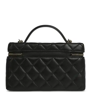 Chanel Chanel Top Handle Long Vanity Case with Chain Black Lambskin Light Gold Hardware | Thumbnail 4 Chanel Chanel Top Handle Long Vanity Case with Chain Black Lambskin Light Gold Hardware | Thumbnail 4