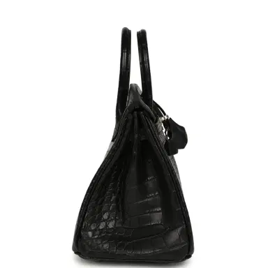 HERMÈS Hermes Birkin 25 Black Matte Alligator Palladium Hardware | Thumbnail 3 HERMÈS Hermes Birkin 25 Black Matte Alligator Palladium Hardware | Thumbnail 3