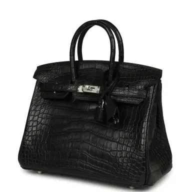 HERMÈS Hermes Birkin 25 Black Matte Alligator Palladium Hardware | Thumbnail 5 HERMÈS Hermes Birkin 25 Black Matte Alligator Palladium Hardware | Thumbnail 5