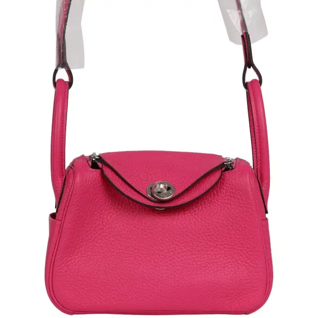 HERMÈS Hermes Mini Lindy Rose Shocking Clemence Palladium Hardware