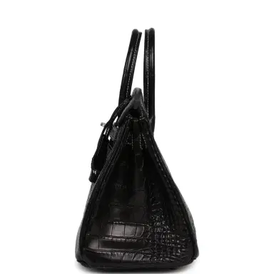HERMÈS Hermes Special Order (HSS) Birkin 25 Black Matte Verso Alligator Brushed Palladium Hardware | Thumbnail 3 HERMÈS Hermes Special Order (HSS) Birkin 25 Black Matte Verso Alligator Brushed Palladium Hardware | Thumbnail 3