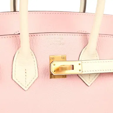 HERMÈS Hermes Special Order (HSS) Birkin 25 Rose Sakura, Nata Chevre Mysore Brushed Gold Hardware | Thumbnail 7