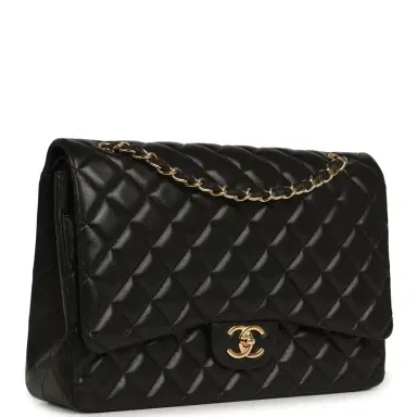 Chanel Pre-owned Chanel Maxi Classic Double Flap Bag Black Lambskin Gold Hardware | Thumbnail 2 Chanel Pre-owned Chanel Maxi Classic Double Flap Bag Black Lambskin Gold Hardware | Thumbnail 2