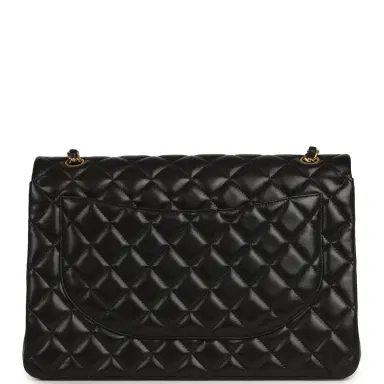 Chanel Pre-owned Chanel Maxi Classic Double Flap Bag Black Lambskin Gold Hardware | Thumbnail 4 Chanel Pre-owned Chanel Maxi Classic Double Flap Bag Black Lambskin Gold Hardware | Thumbnail 4