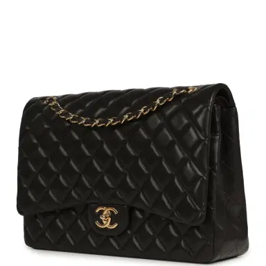 Chanel Pre-owned Chanel Maxi Classic Double Flap Bag Black Lambskin Gold Hardware | Thumbnail 5 Chanel Pre-owned Chanel Maxi Classic Double Flap Bag Black Lambskin Gold Hardware | Thumbnail 5