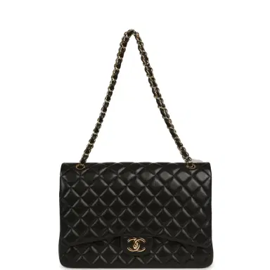 Chanel Pre-owned Chanel Maxi Classic Double Flap Bag Black Lambskin Gold Hardware | Thumbnail 7 Chanel Pre-owned Chanel Maxi Classic Double Flap Bag Black Lambskin Gold Hardware | Thumbnail 7