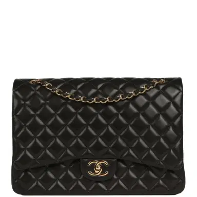 Chanel Pre-owned Chanel Maxi Classic Double Flap Bag Black Lambskin Gold Hardware | Thumbnail 1 Chanel Pre-owned Chanel Maxi Classic Double Flap Bag Black Lambskin Gold Hardware | Thumbnail 1