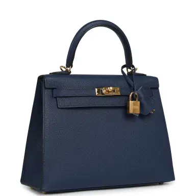 HERMÈS Pre-owned Hermes Kelly Sellier 25 Bleu Navy Epsom Gold Hardware | Thumbnail 2