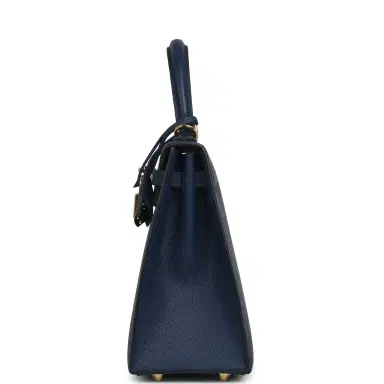 HERMÈS Pre-owned Hermes Kelly Sellier 25 Bleu Navy Epsom Gold Hardware | Thumbnail 3