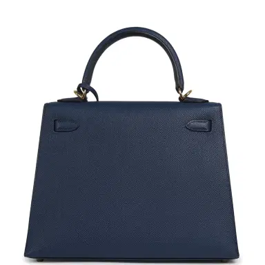 HERMÈS Pre-owned Hermes Kelly Sellier 25 Bleu Navy Epsom Gold Hardware | Thumbnail 4