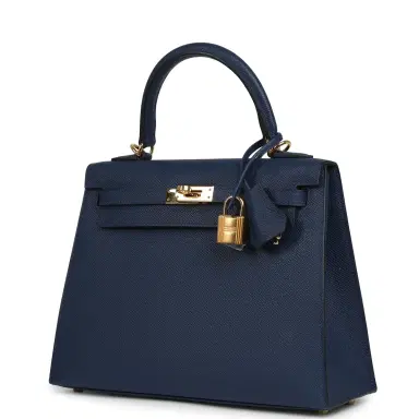 HERMÈS Pre-owned Hermes Kelly Sellier 25 Bleu Navy Epsom Gold Hardware | Thumbnail 5