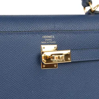 HERMÈS Pre-owned Hermes Kelly Sellier 25 Bleu Navy Epsom Gold Hardware | Thumbnail 7
