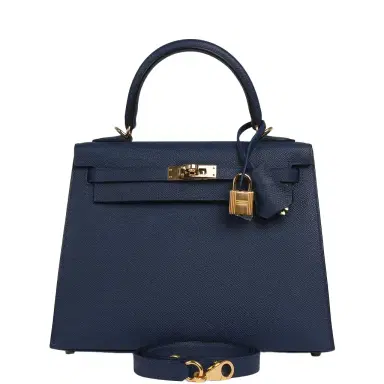 HERMÈS Pre-owned Hermes Kelly Sellier 25 Bleu Navy Epsom Gold Hardware | Thumbnail 1
