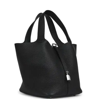 HERMÈS Pre-owned Hermes Picotin Lock 22 Black Clemence Palladium Hardware | Thumbnail 2 HERMÈS Pre-owned Hermes Picotin Lock 22 Black Clemence Palladium Hardware | Thumbnail 2