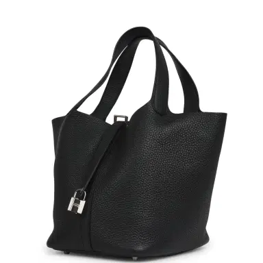 HERMÈS Pre-owned Hermes Picotin Lock 22 Black Clemence Palladium Hardware | Thumbnail 5 HERMÈS Pre-owned Hermes Picotin Lock 22 Black Clemence Palladium Hardware | Thumbnail 5
