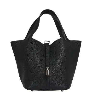 HERMÈS Pre-owned Hermes Picotin Lock 22 Black Clemence Palladium Hardware | Thumbnail 1 HERMÈS Pre-owned Hermes Picotin Lock 22 Black Clemence Palladium Hardware | Thumbnail 1