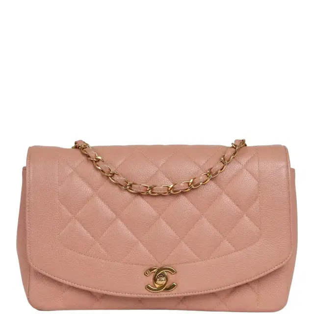 Chanel Vintage Chanel Medium Diana Flap Bag Pink Caviar Gold Hardware