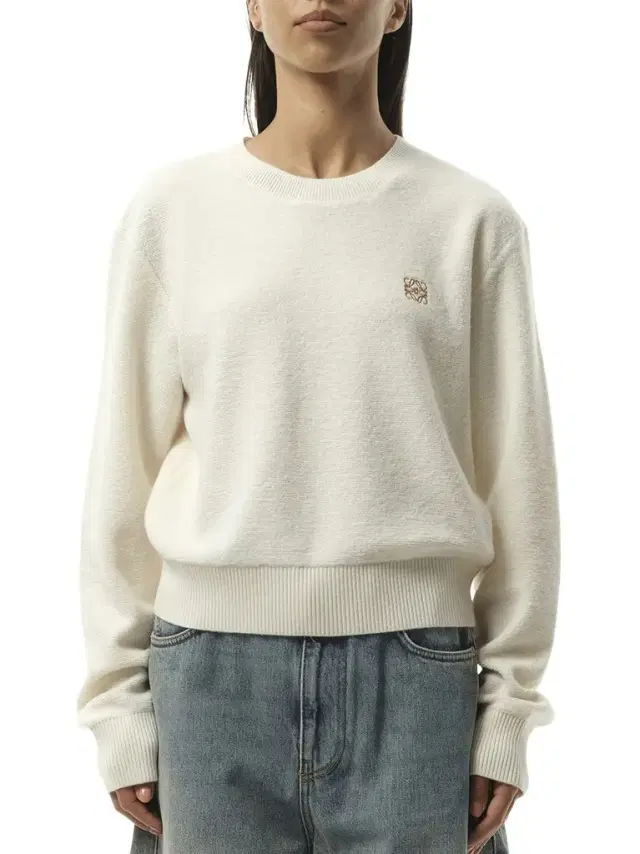 Loewe Merino Wool Anagram Sweater in Ecru White