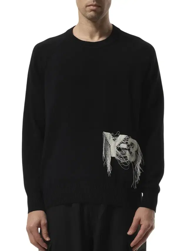 Y-3 Frayed Logo Knit Sweater