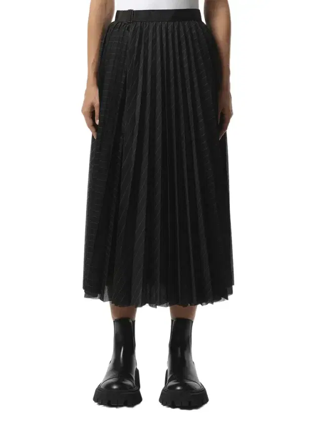 Spun Organza Skirt in Black Stripe