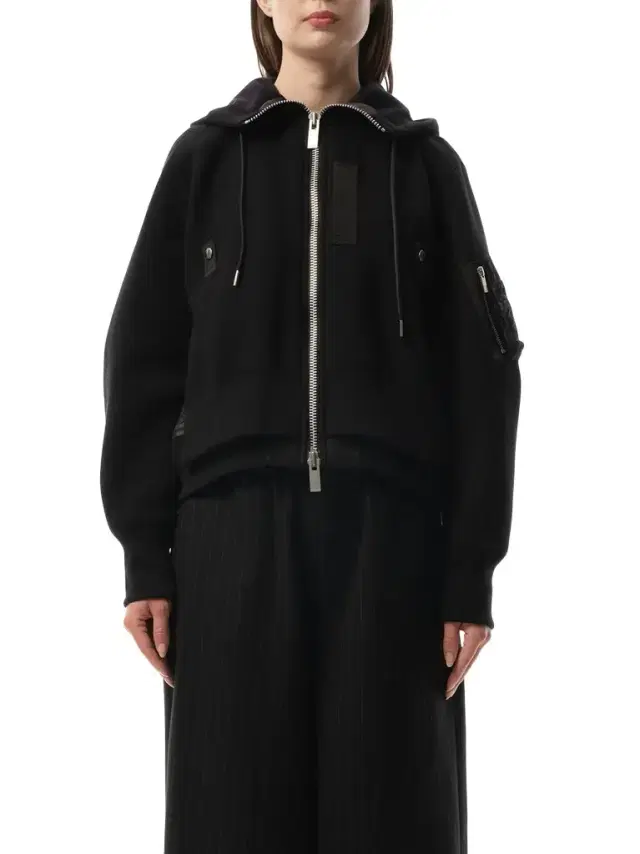 Sacai Sponge Sweat x Nylon Twill Zip Hoodie