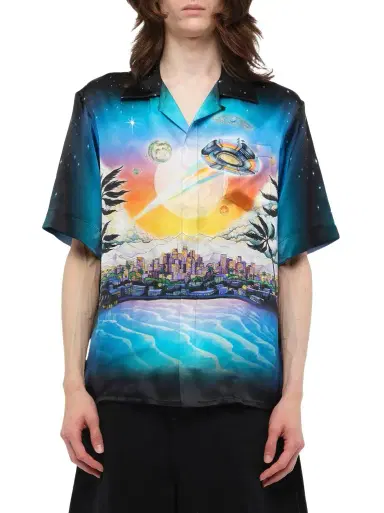 Casablanca La Premonition Cuban Collar Shirt | Thumbnail 1 Casablanca La Premonition Cuban Collar Shirt | Thumbnail 1