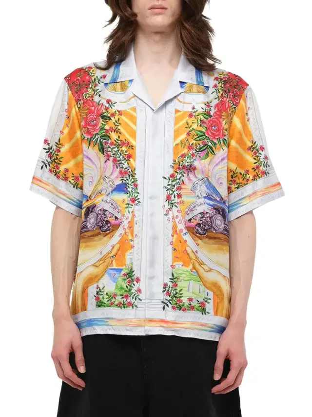 Casablanca A Tournade De Rose Cuban Collar Shirt