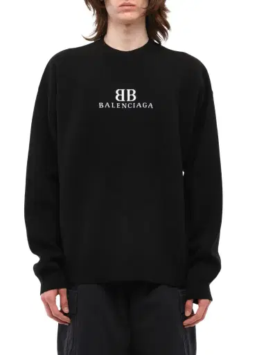Balenciaga Crewneck Sweater in Black/white | Thumbnail 1 Balenciaga Crewneck Sweater in Black/white | Thumbnail 1