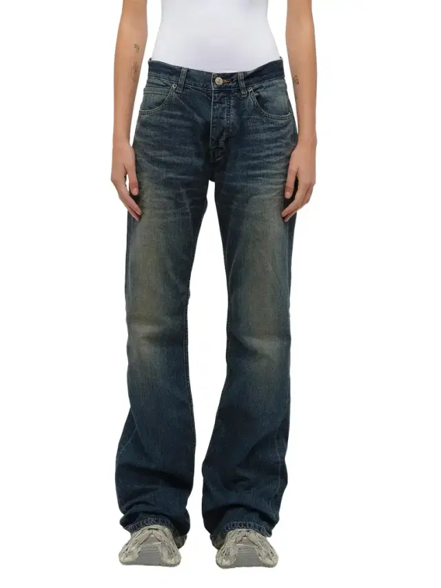 Balenciaga Straight Fit Denim Pants in Whiskers Blue