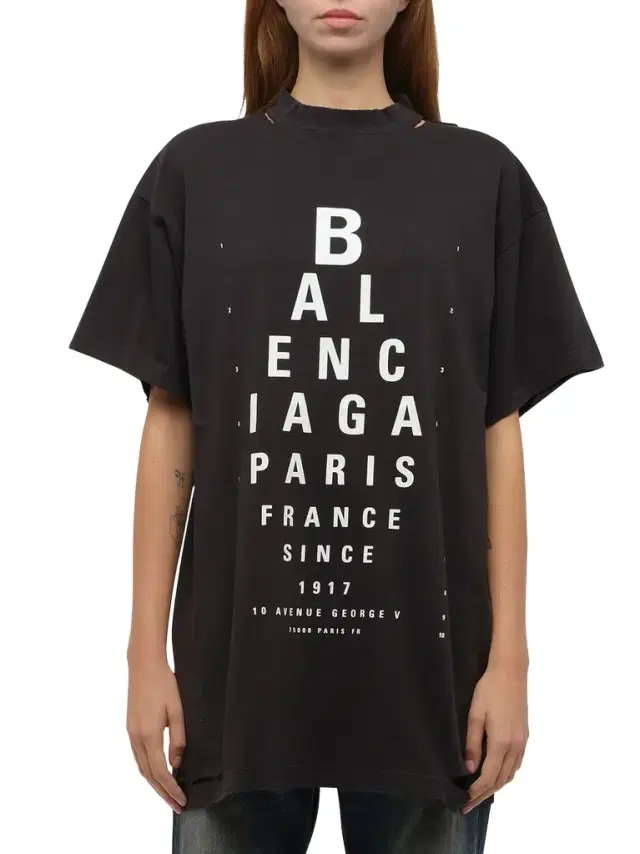 Balenciaga Eye-test Oversized T-shirt in Washed Black/white Black