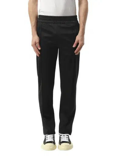 Palm Angels Back Curved Logo Track Pants in Black/off White Black | Thumbnail 1 Palm Angels Back Curved Logo Track Pants in Black/off White Black | Thumbnail 1