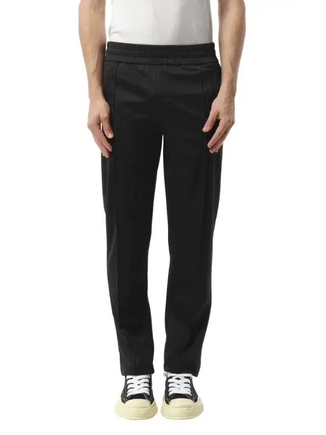 Palm Angels Back Curved Logo Track Pants in Black/off White Black