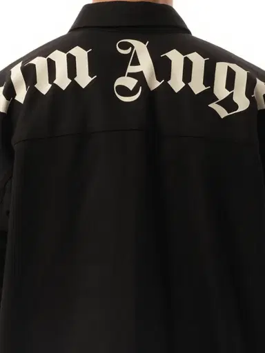 Palm Angels Classic Logo Overshirt in Black/off White Black | Thumbnail 2