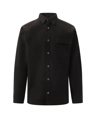 Palm Angels Classic Logo Overshirt in Black/off White Black | Thumbnail 3