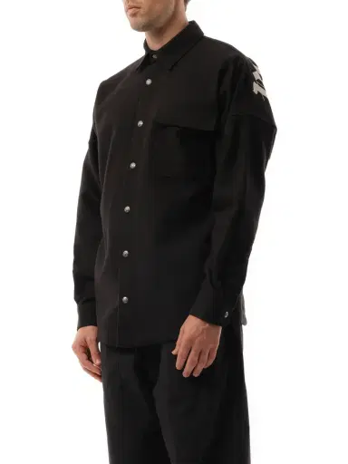 Palm Angels Classic Logo Overshirt in Black/off White Black | Thumbnail 5