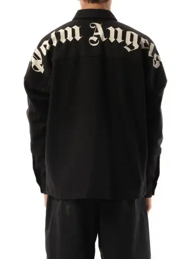 Palm Angels Classic Logo Overshirt in Black/off White Black | Thumbnail 6